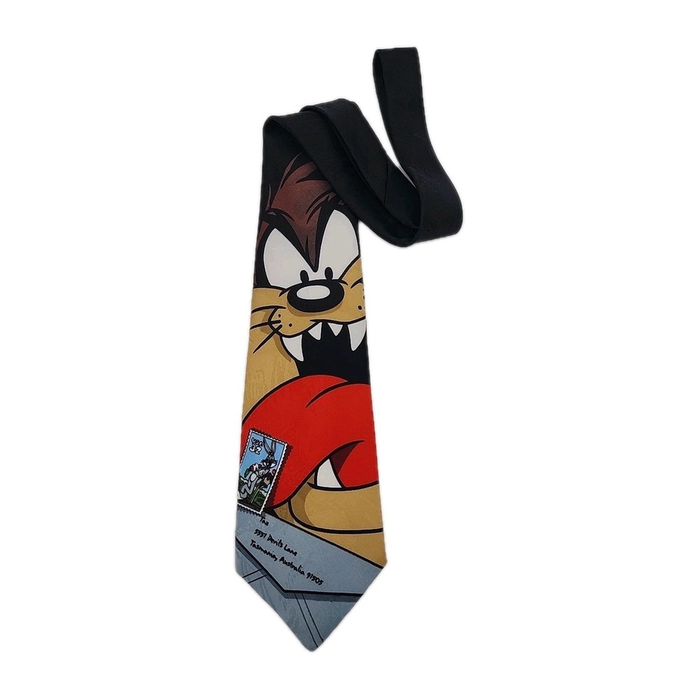 Vintage 1997 Looney Tunes Stamp Collection Taz Necktie Tie 56" USPS